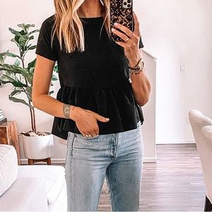 Ya Los Angeles Black Peplum Top